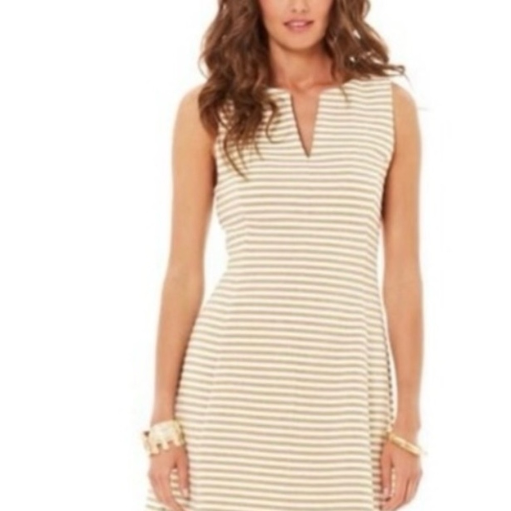 Lilly Pulitzer Tan and White Striped Mini Dress - Picture 12 of 14